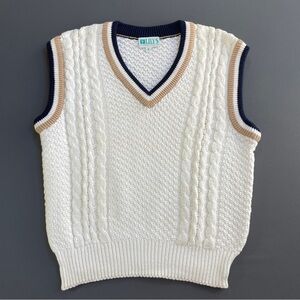 Lily Cream V-Neck Sweater with Cable Knit Design
